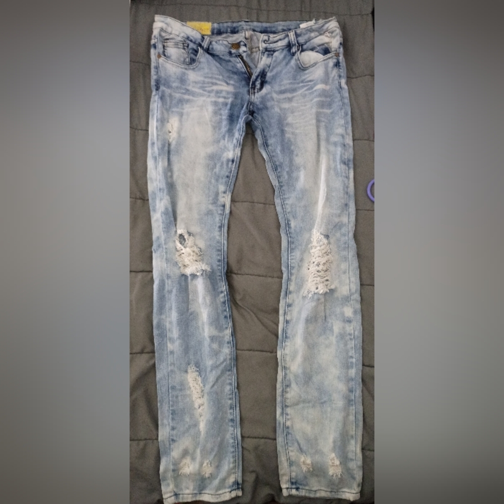 Machine Pour Neuf Mode Distressed Blue Jeans Size